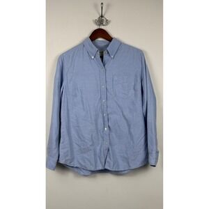 Eddie Bauer Womens Medium Light Blue Cotton Long Sleeve Oxford Button Down Shirt